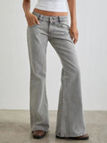 Low Rise Flare Leg Jeans - Lara Moda
