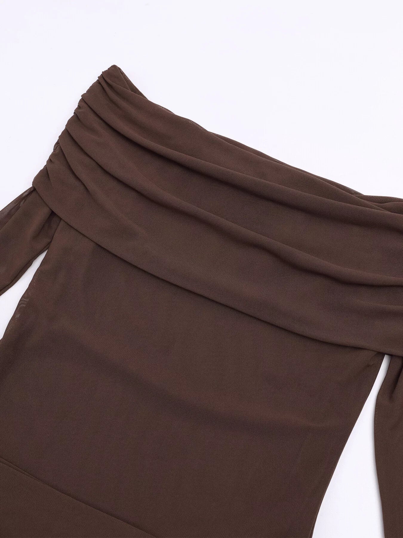 Off-Shoulder Ruched Long Sleeve Maxi Dress - Lara Moda