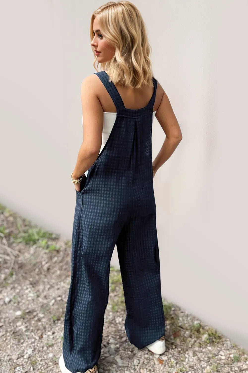 Oh Full Size Plaid Wide Leg Overalls with Pockets - Lara Moda