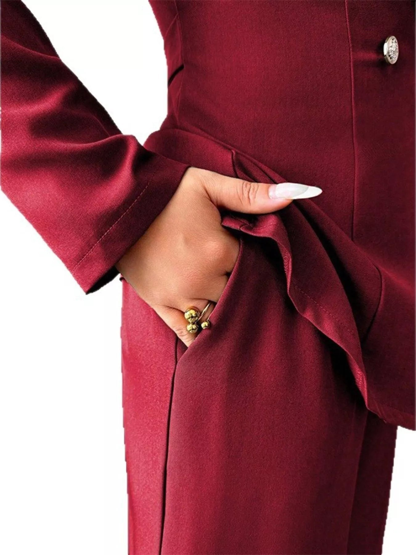 One Button Blazer and Pants Set - Lara Moda
