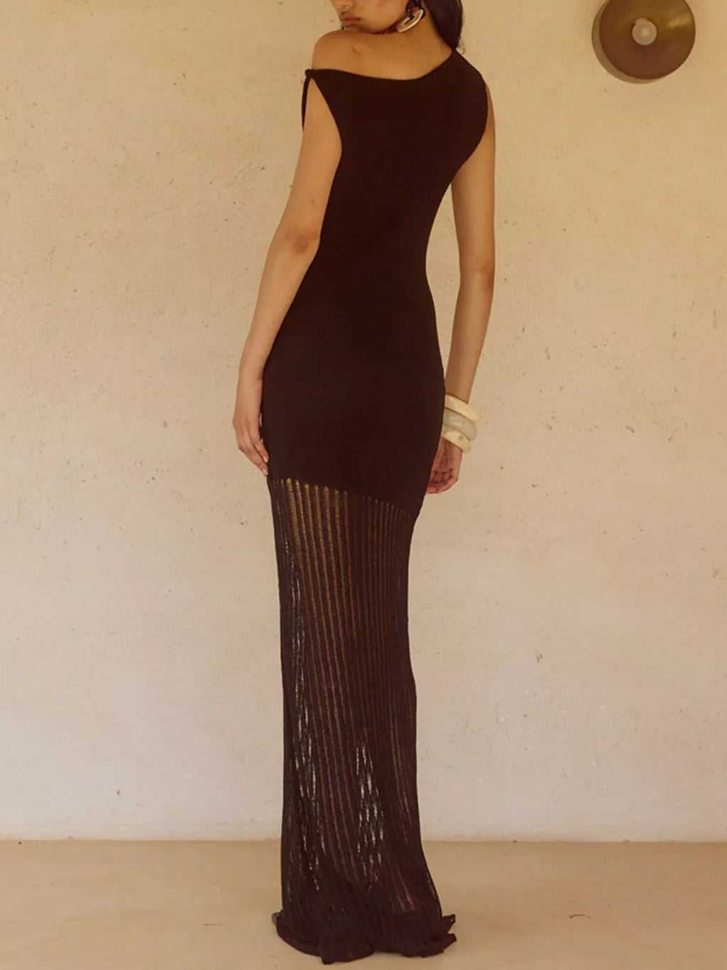 One-Shoulder Fringe Maxi Dress - Lara Moda