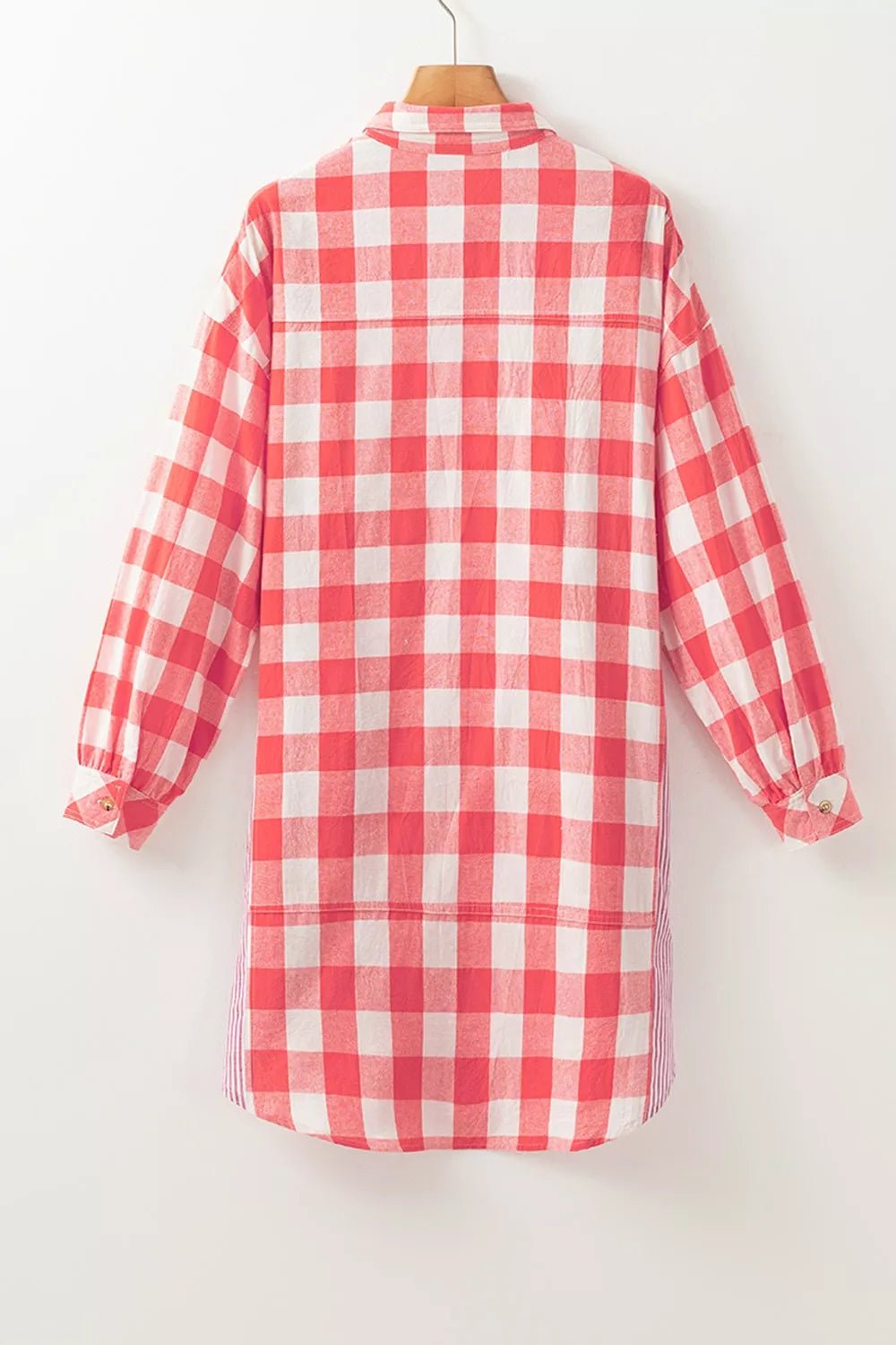 Oversized Plaid Button-Down Shirt Dress - Lara Moda