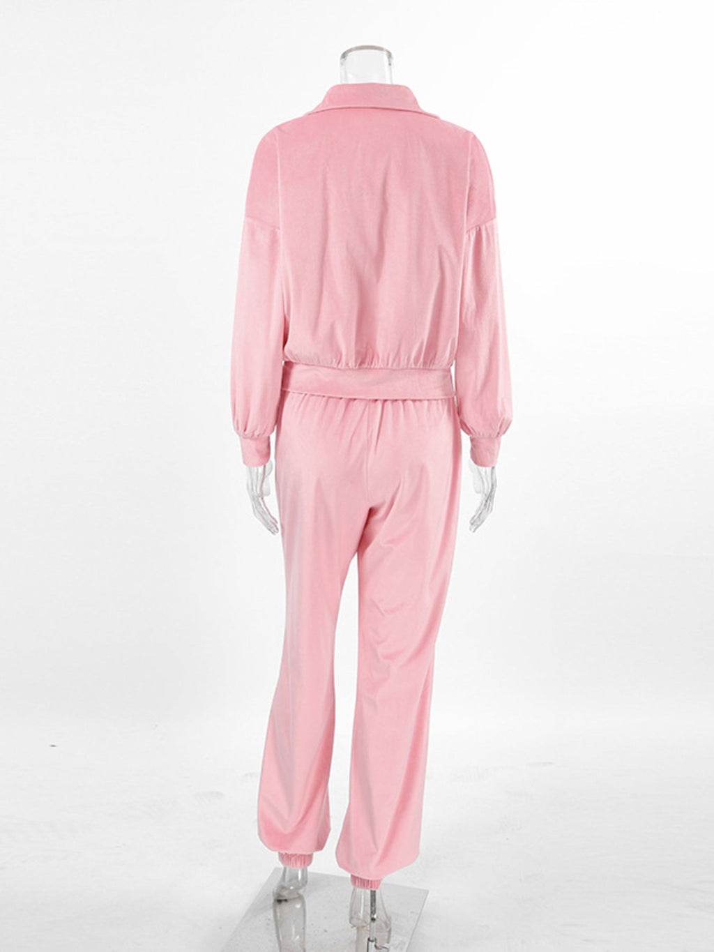Quarter Zip Long Sleeve Top and Pants Set - Lara Moda