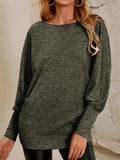 Round Neck Long Sleeve Relaxed Fit T-Shirt - Lara Moda