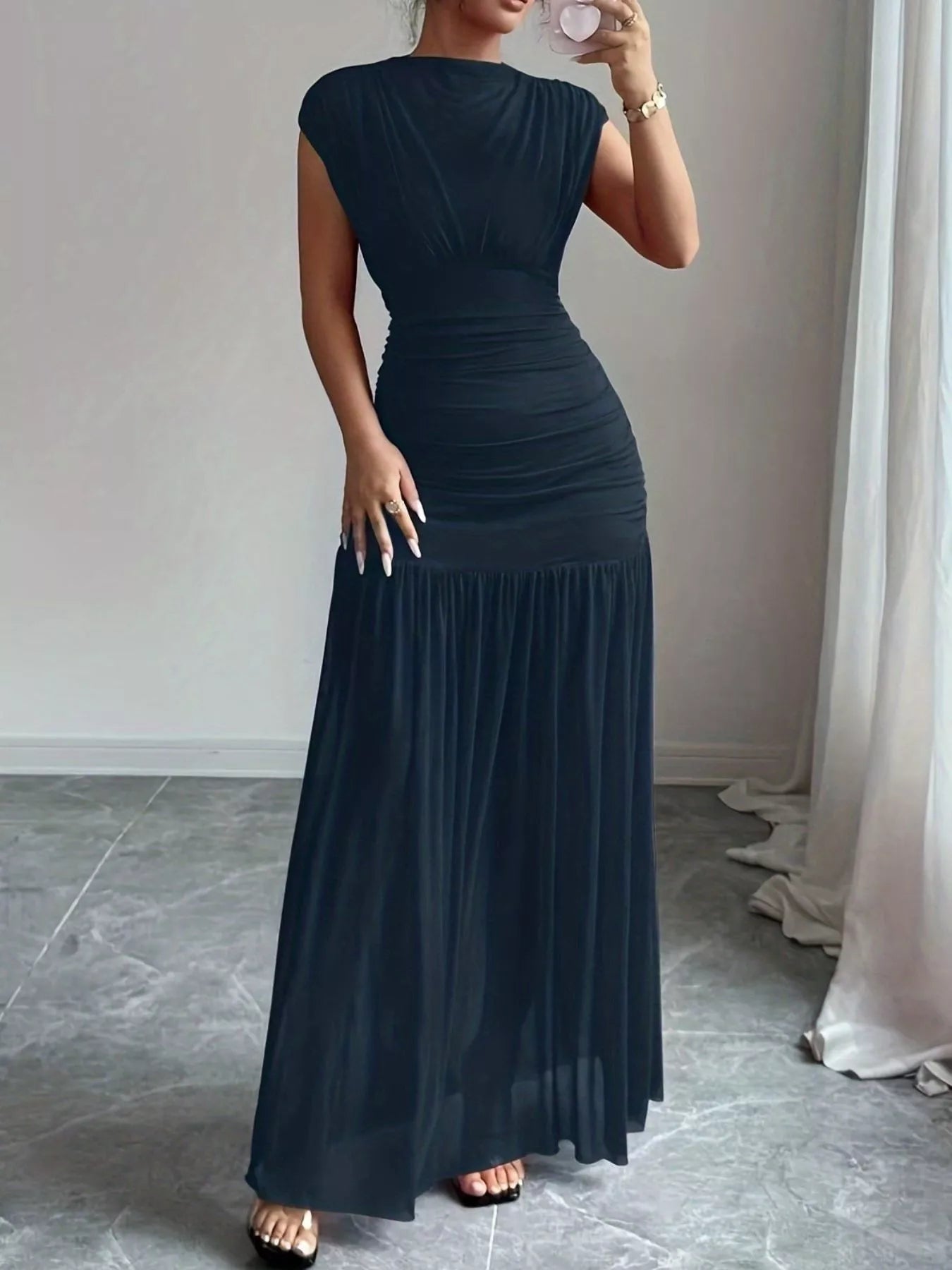 Ruched Bodycon Maxi Dress - Lara Moda