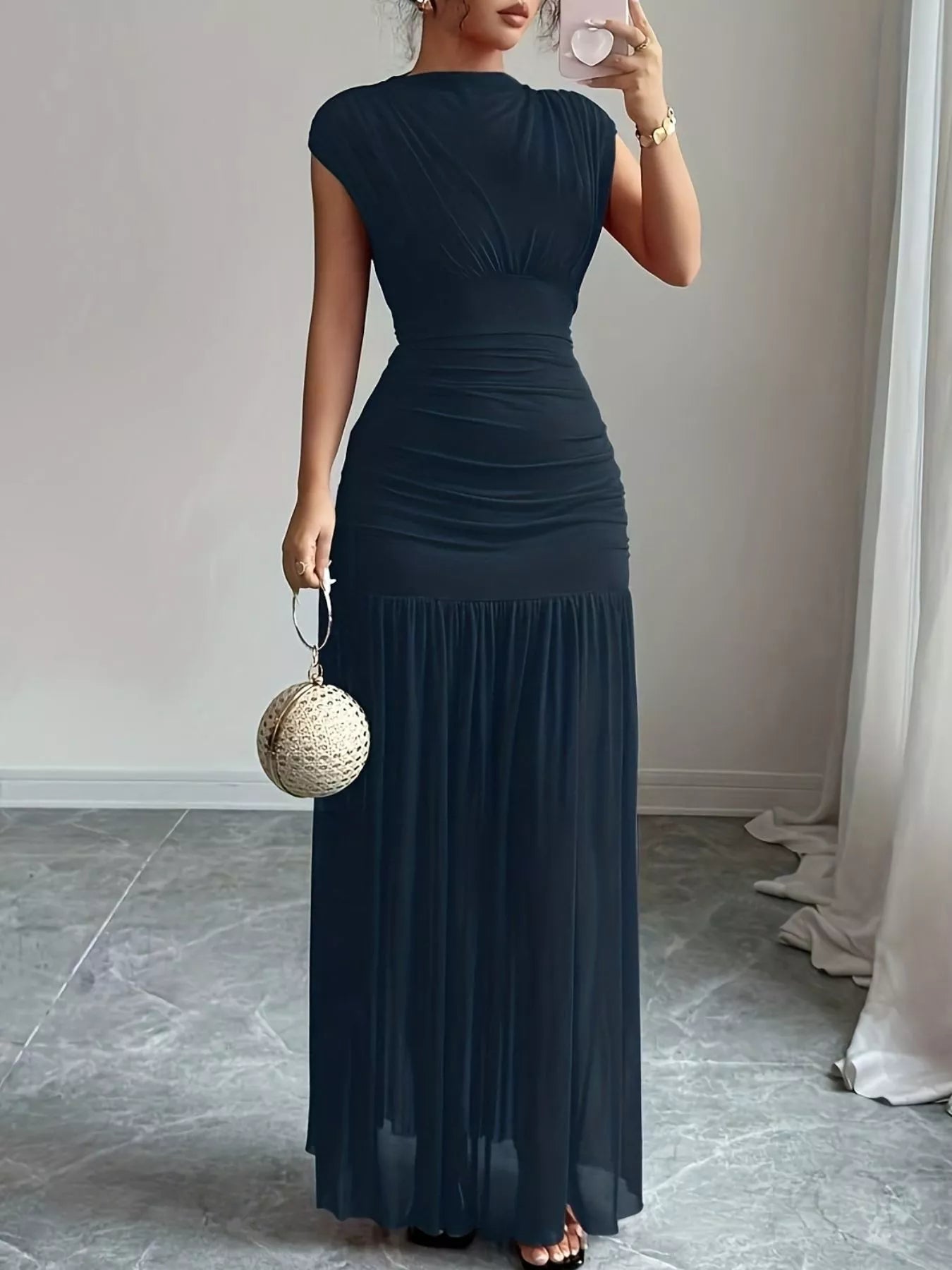 Ruched Bodycon Maxi Dress - Lara Moda