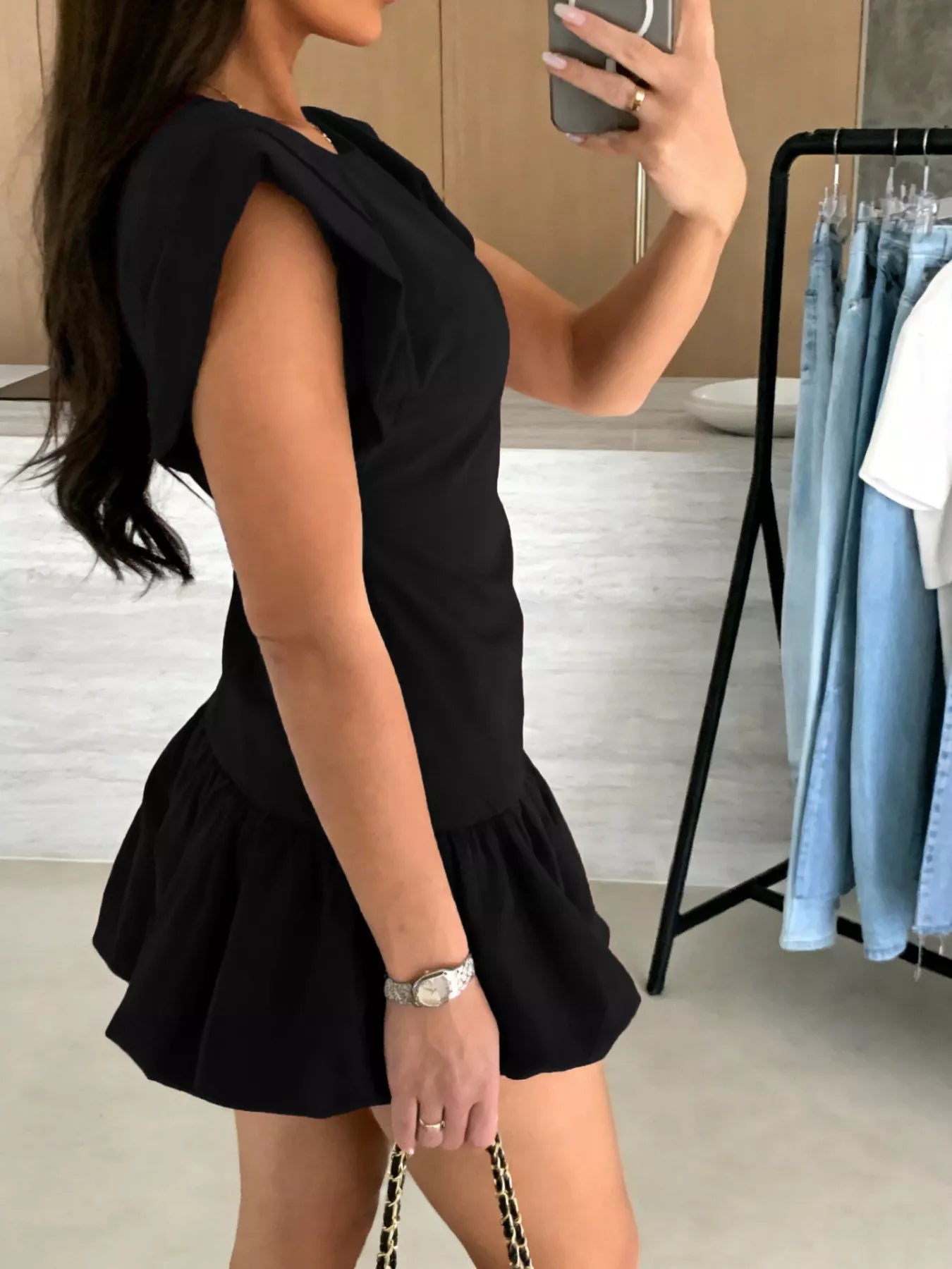 Ruffle Hem Mini Dress - Lara Moda