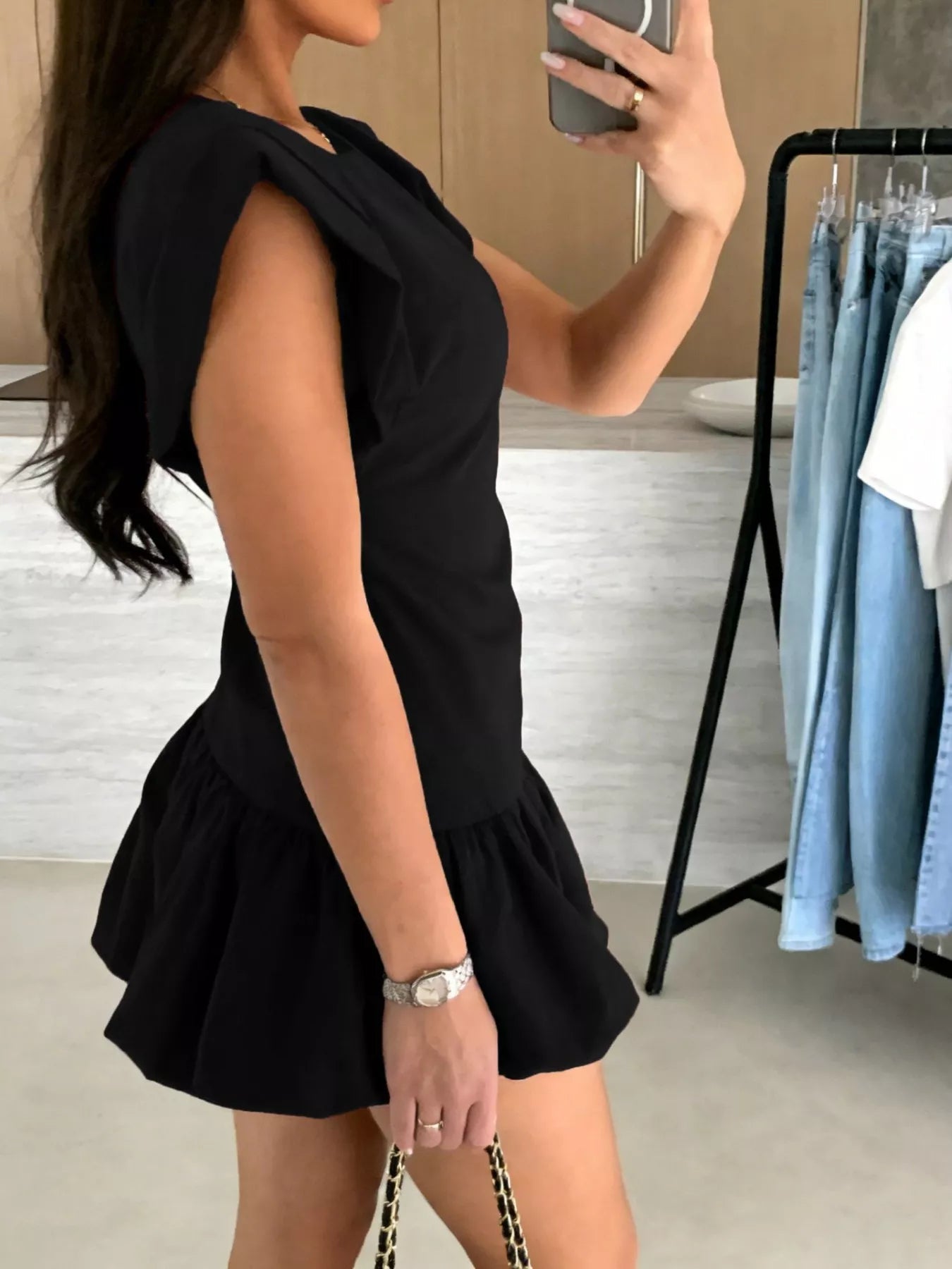 Ruffle Hem Mini Dress - Lara Moda