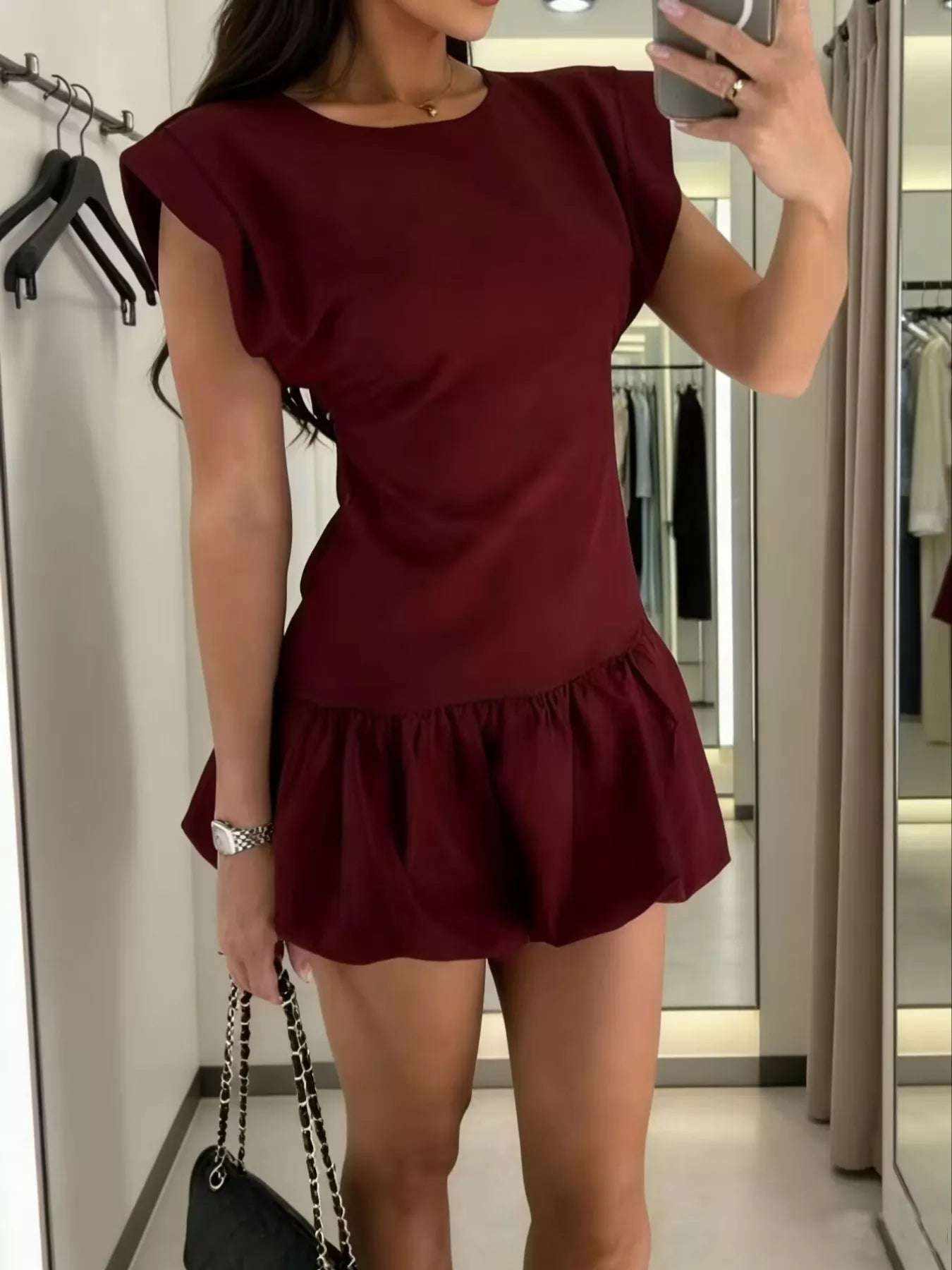 Ruffle Hem Mini Dress - Lara Moda