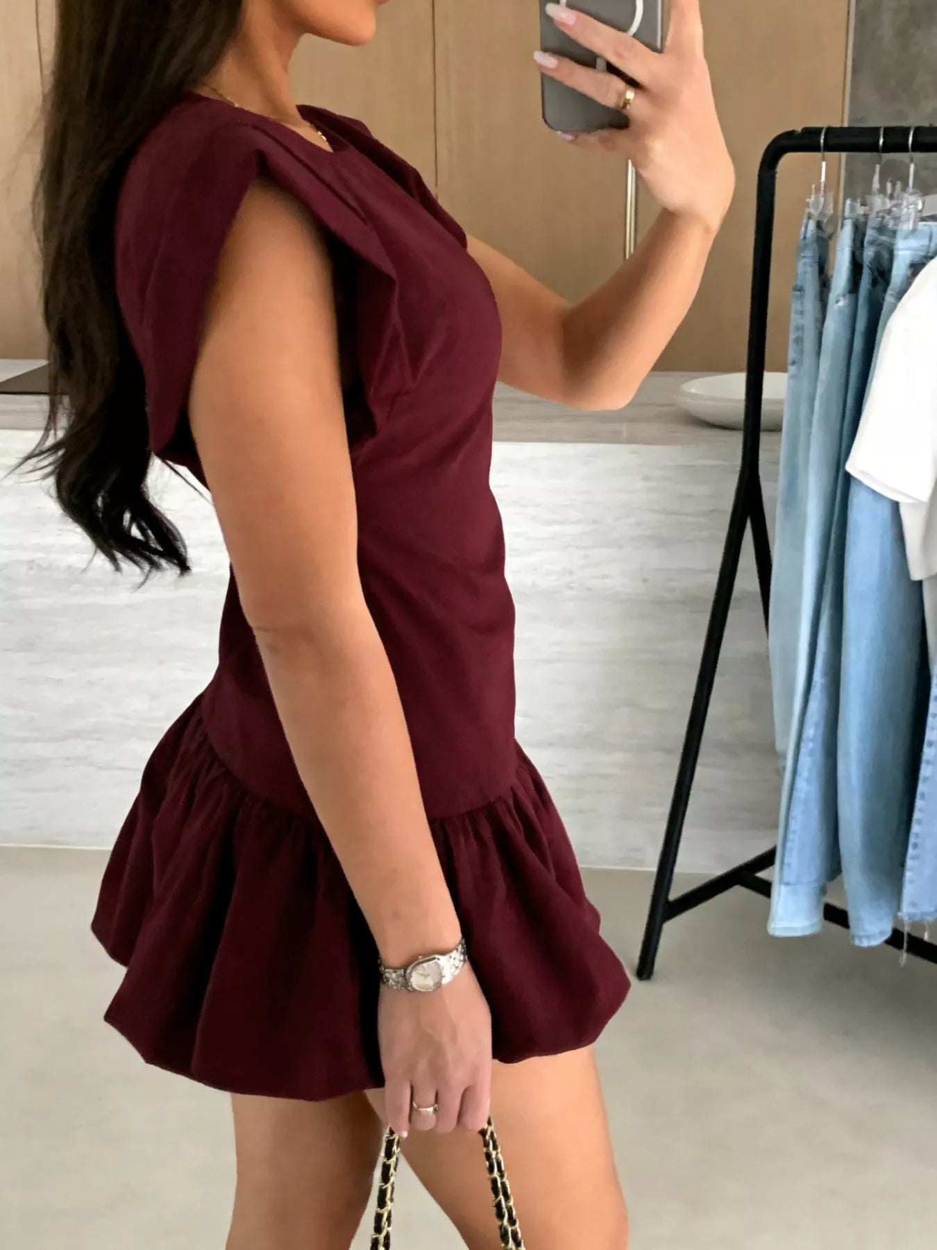 Ruffle Hem Mini Dress - Lara Moda