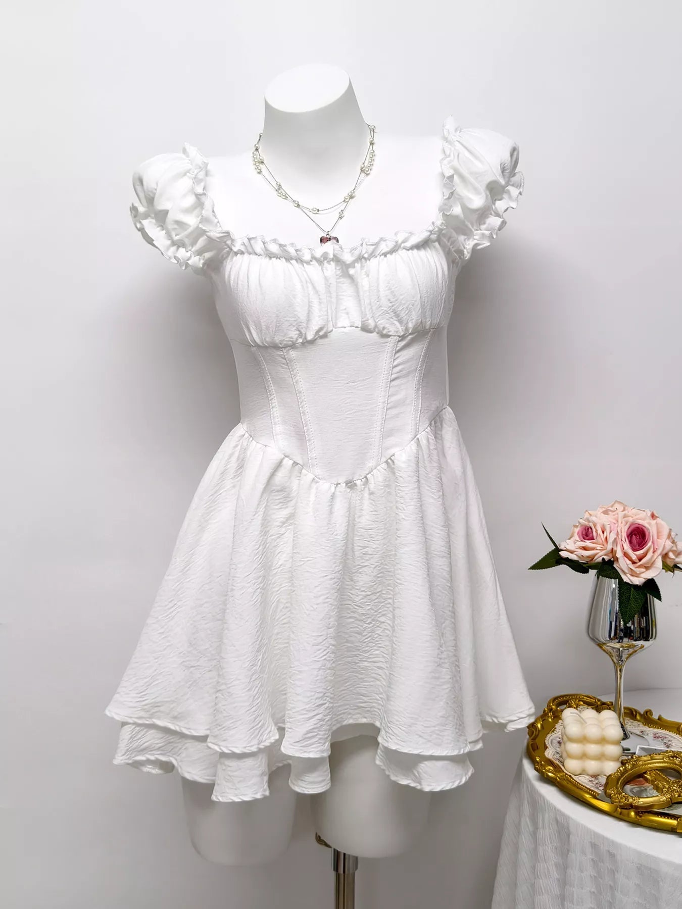 Ruffle Trimmed Layered Mini Dress - Lara Moda