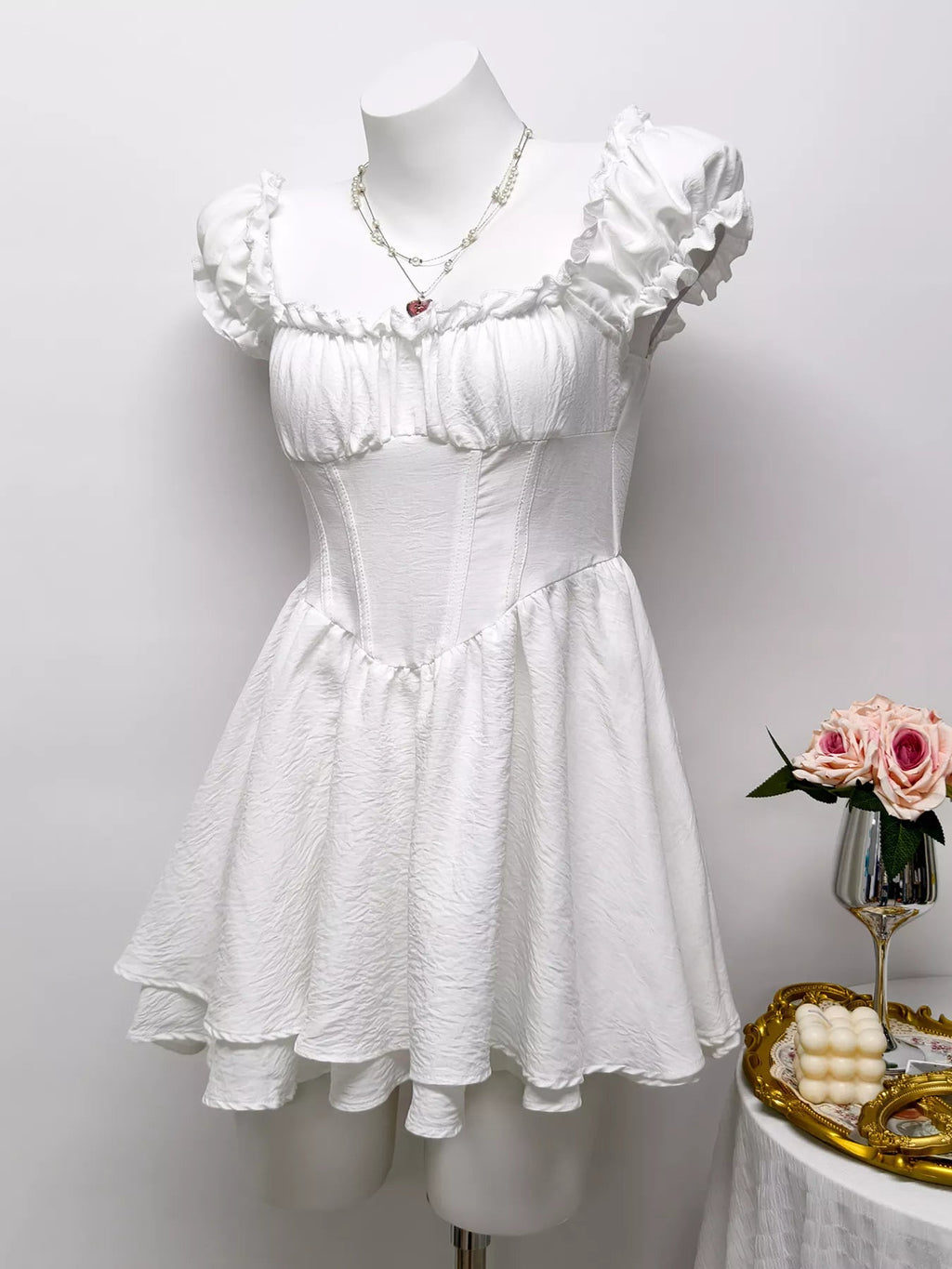 Ruffle Trimmed Layered Mini Dress - Lara Moda