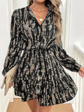Ruffled Hem Long Sleeve Mini Dress - Lara Moda