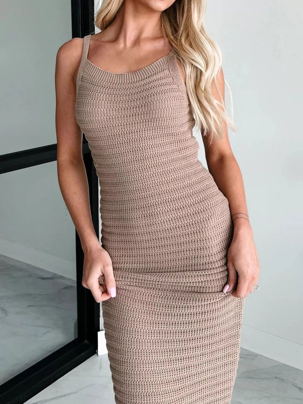 Sleeveless Knit Bodycon Sweater Dress - Lara Moda