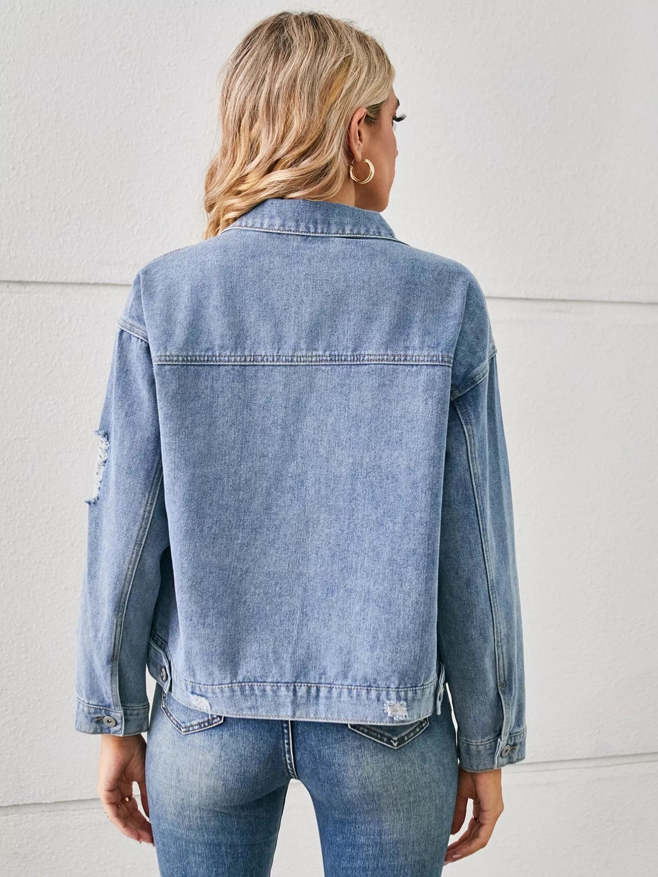 Snake Print Button Up Denim Jacket - Lara Moda