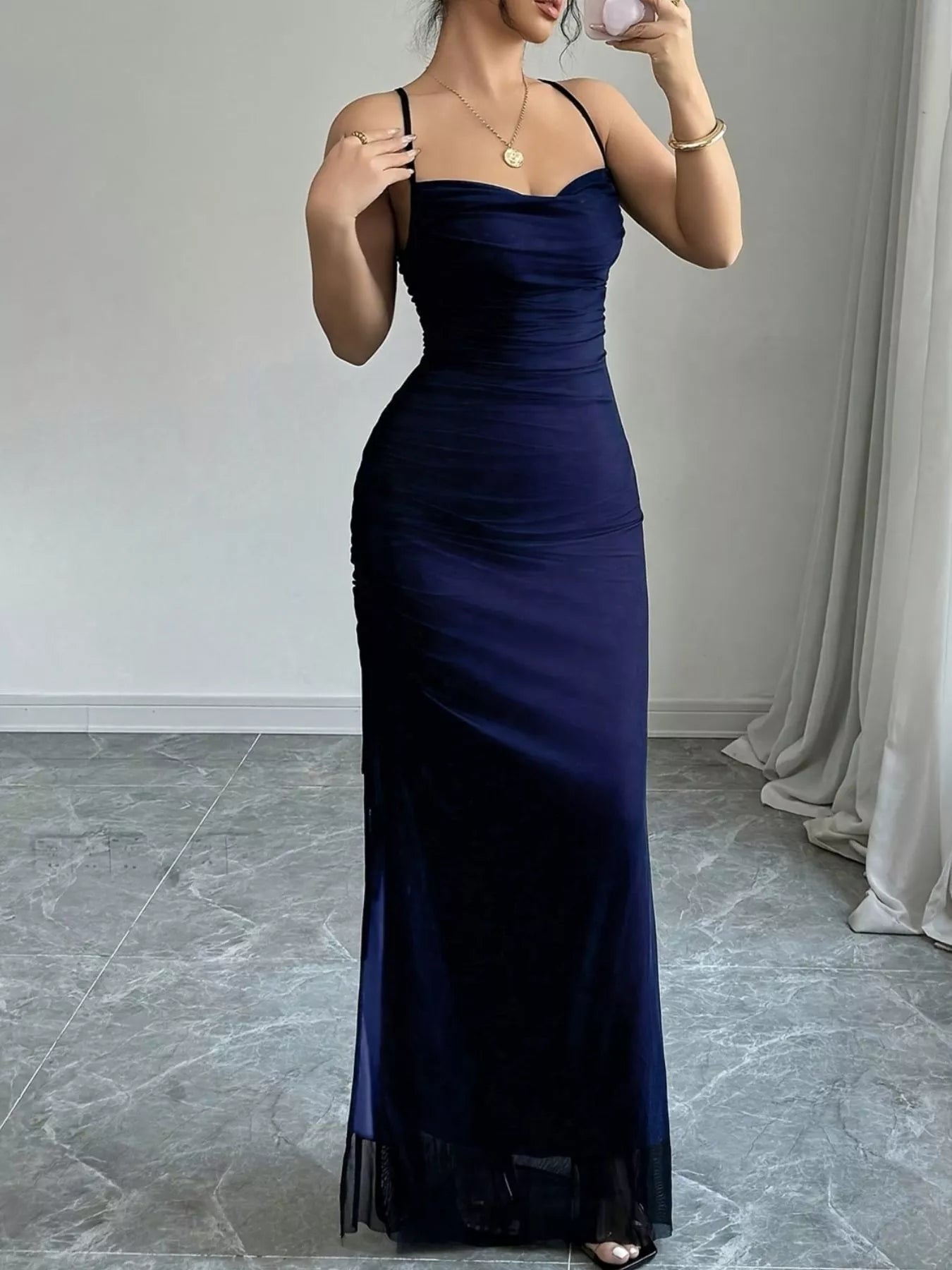 Sweetheart Neck Spaghetti Strap Maxi Dress - Lara Moda