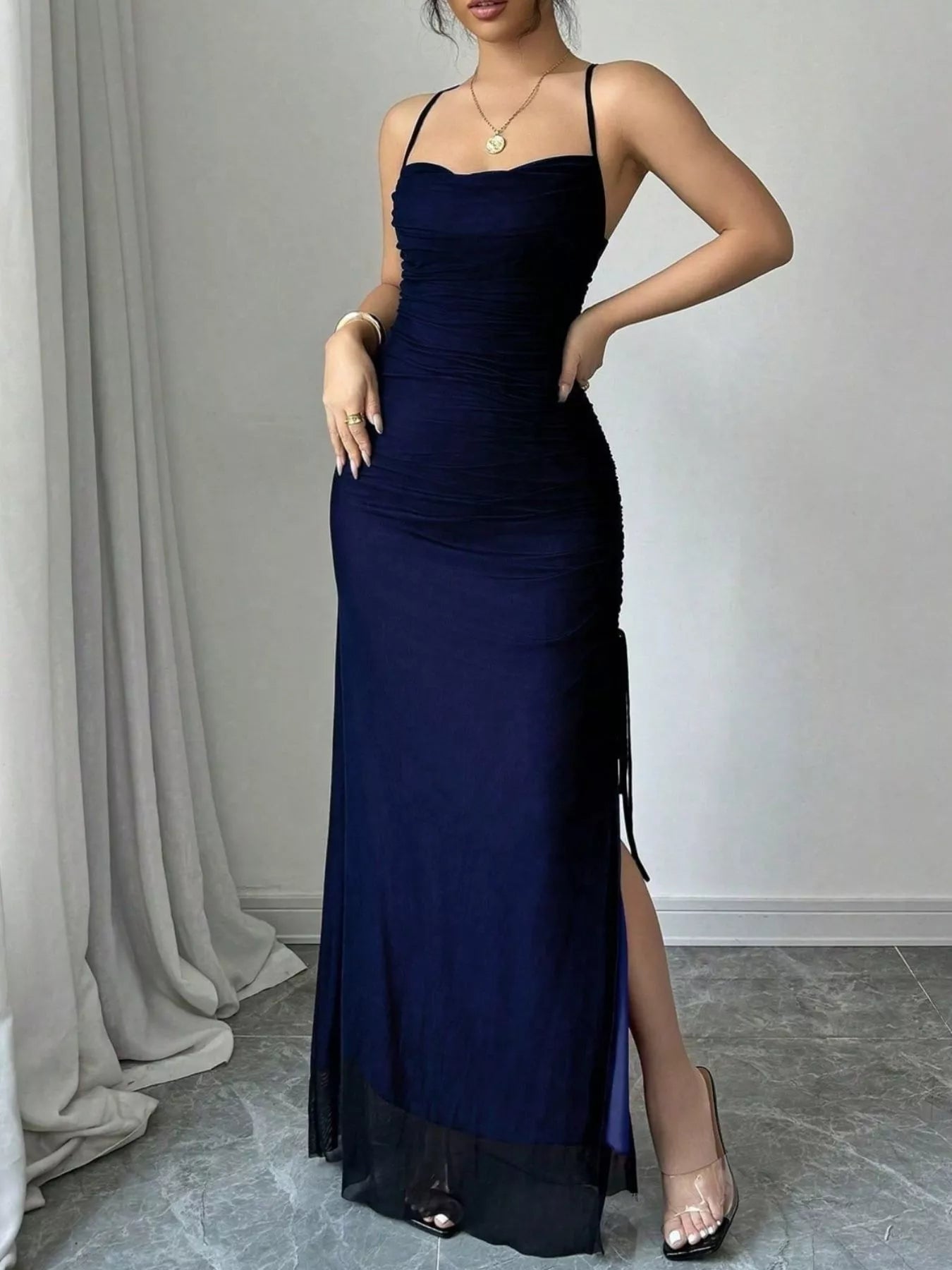 Sweetheart Neck Spaghetti Strap Maxi Dress - Lara Moda
