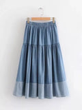 Tiered Denim Midi Skirt - Lara Moda
