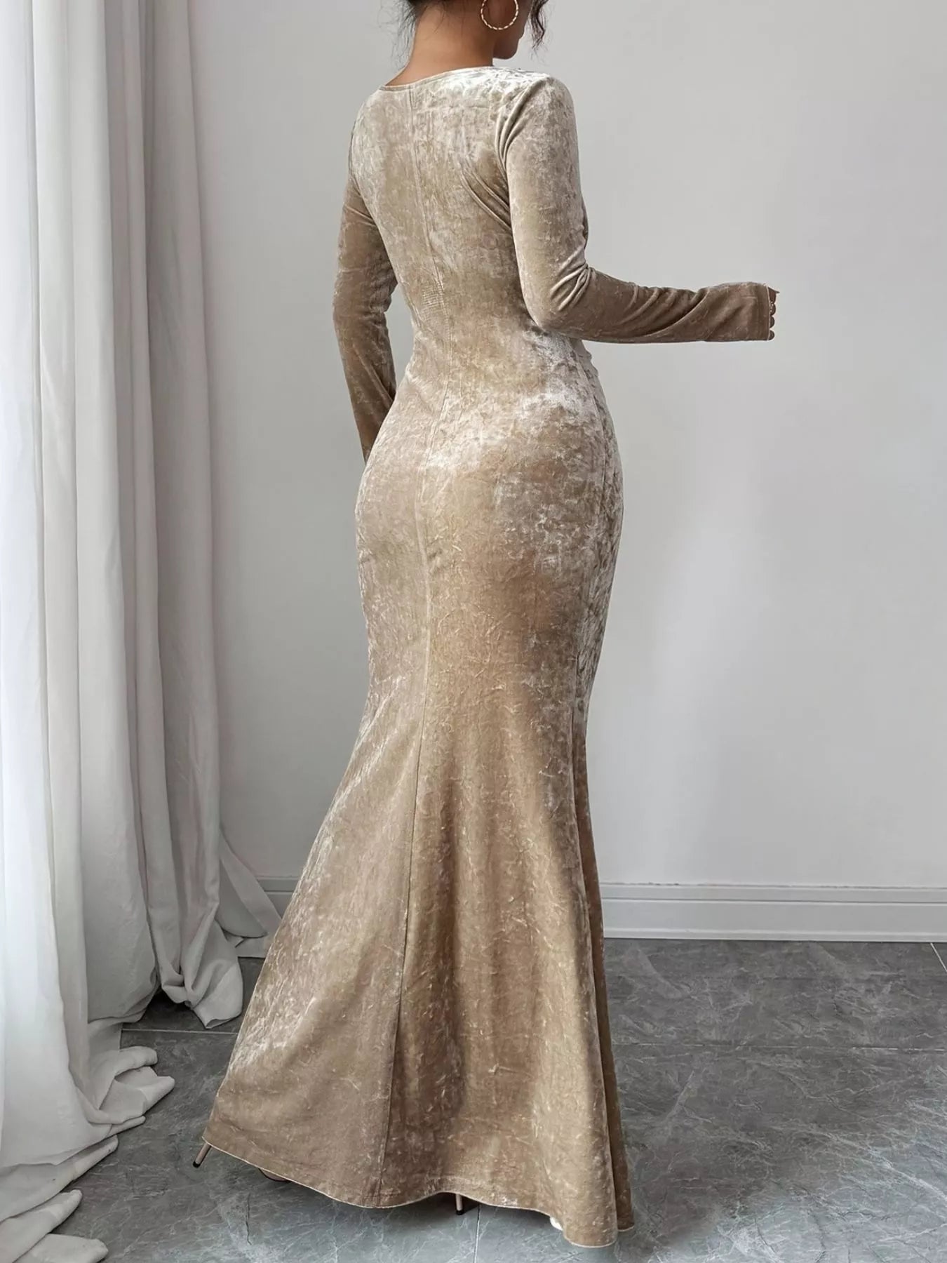 Velvet Ruched Bodycon Maxi Dress - Lara Moda