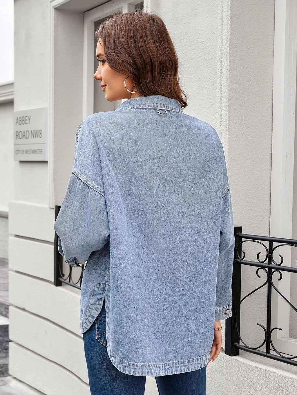 Vintage Wash Button-Down Denim Jacket - Lara Moda