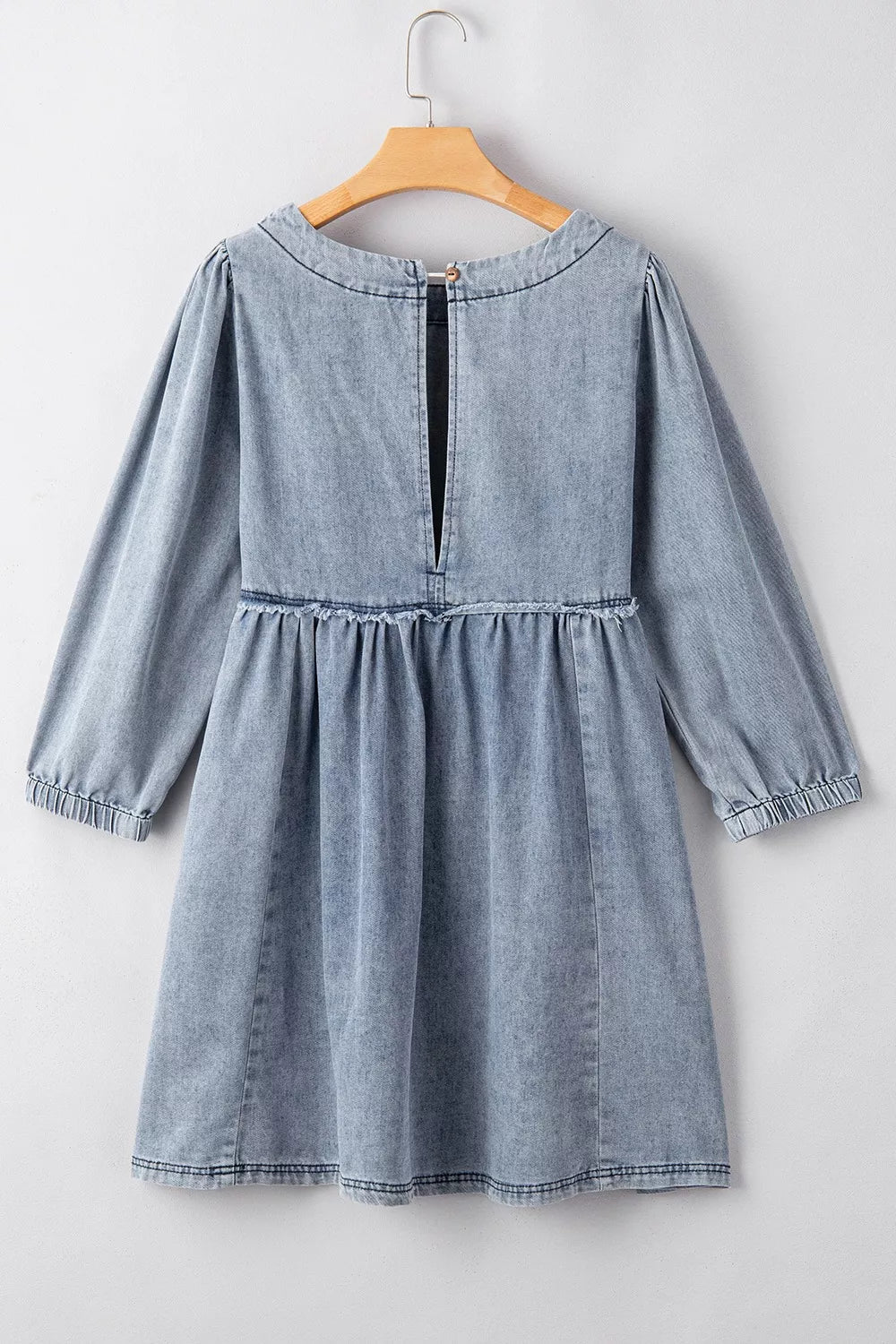 Vintage Wash Denim Dress with Pockets - Lara Moda