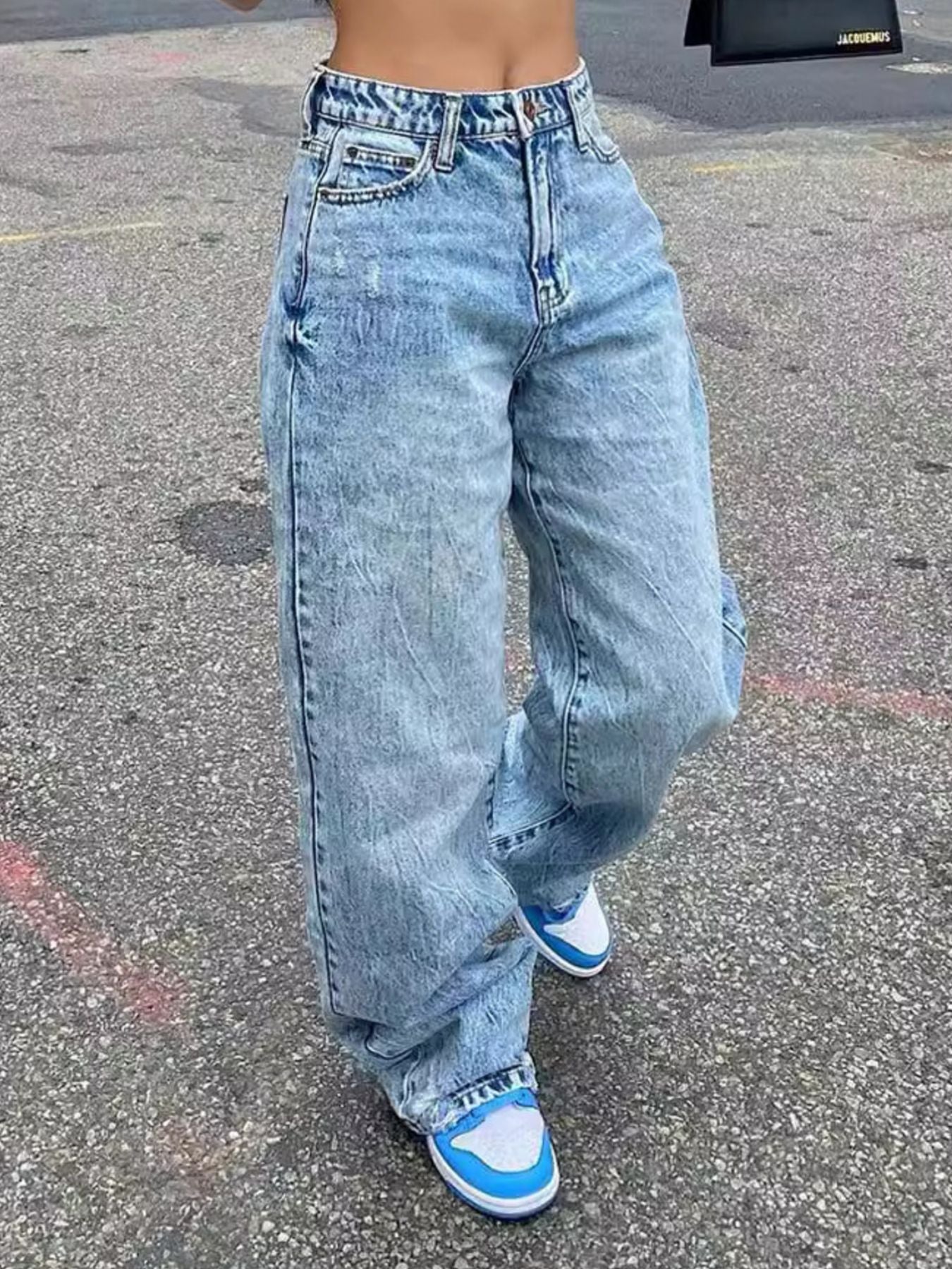 Wash Wide Leg Jeans - Lara Moda