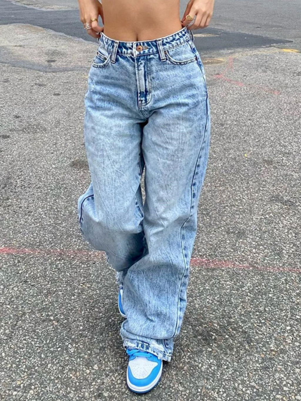 Wash Wide Leg Jeans - Lara Moda