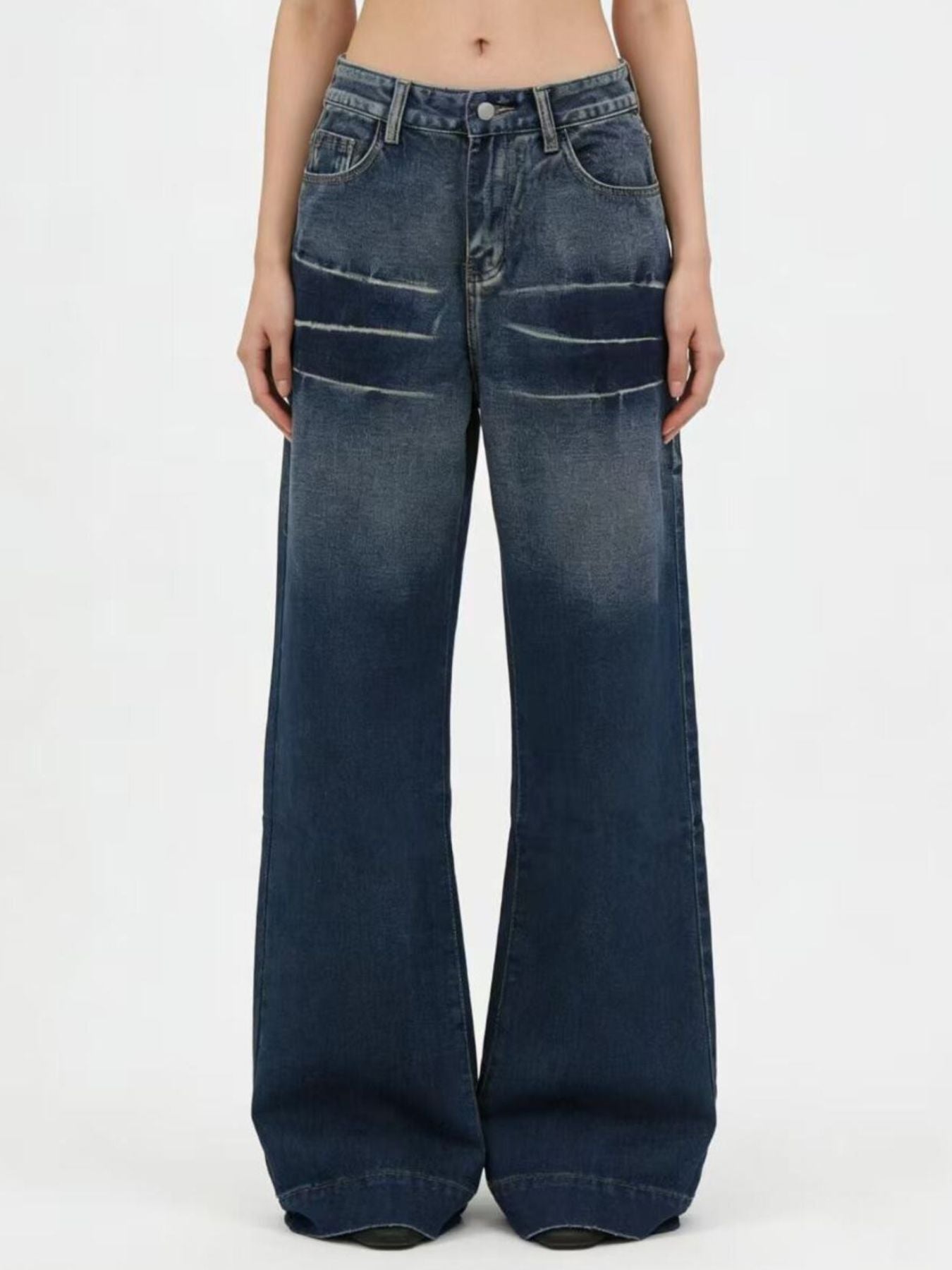 Washed Wide Leg Jeans - Lara Moda
