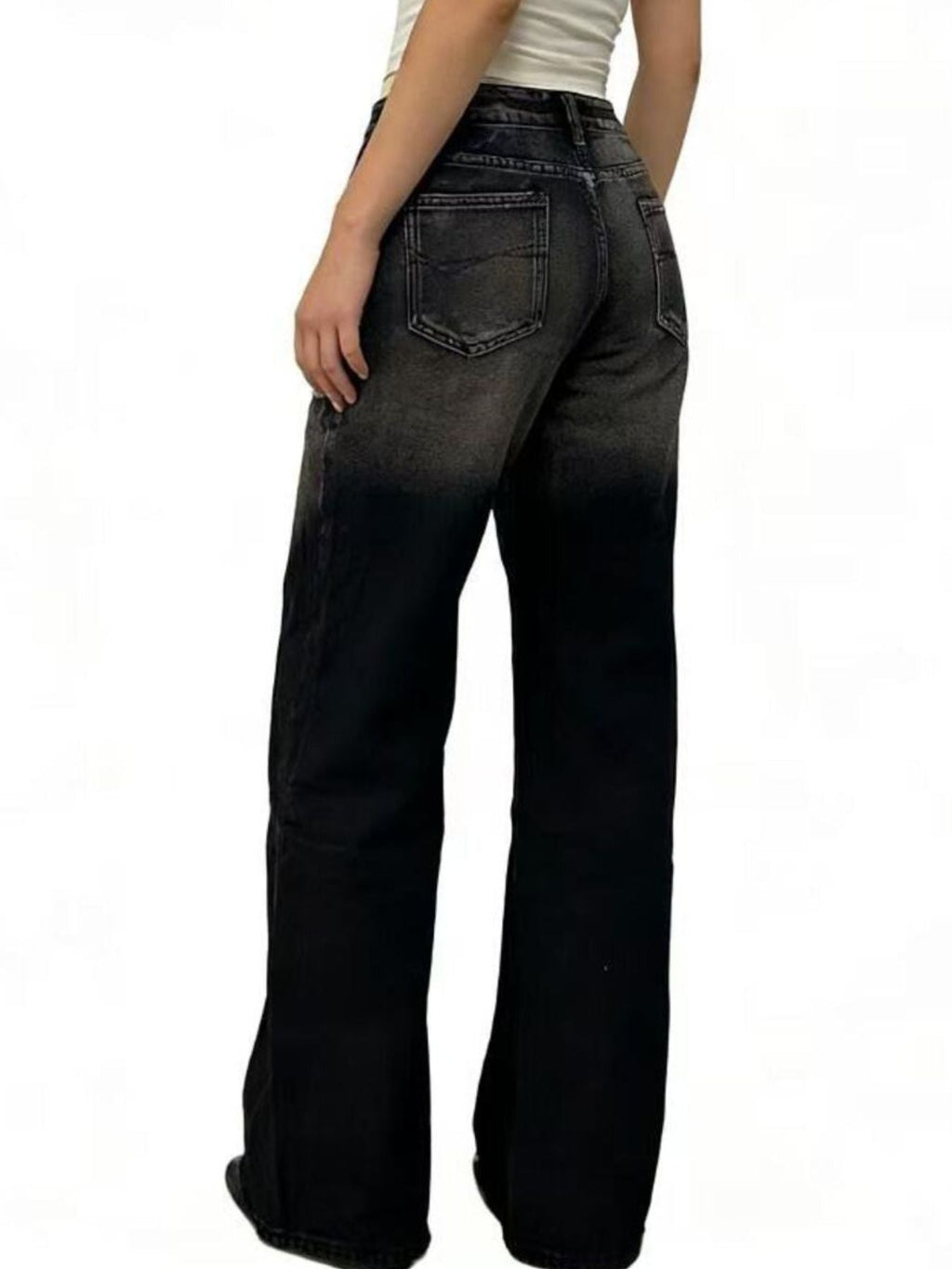 Washed Wide Leg Jeans - Lara Moda