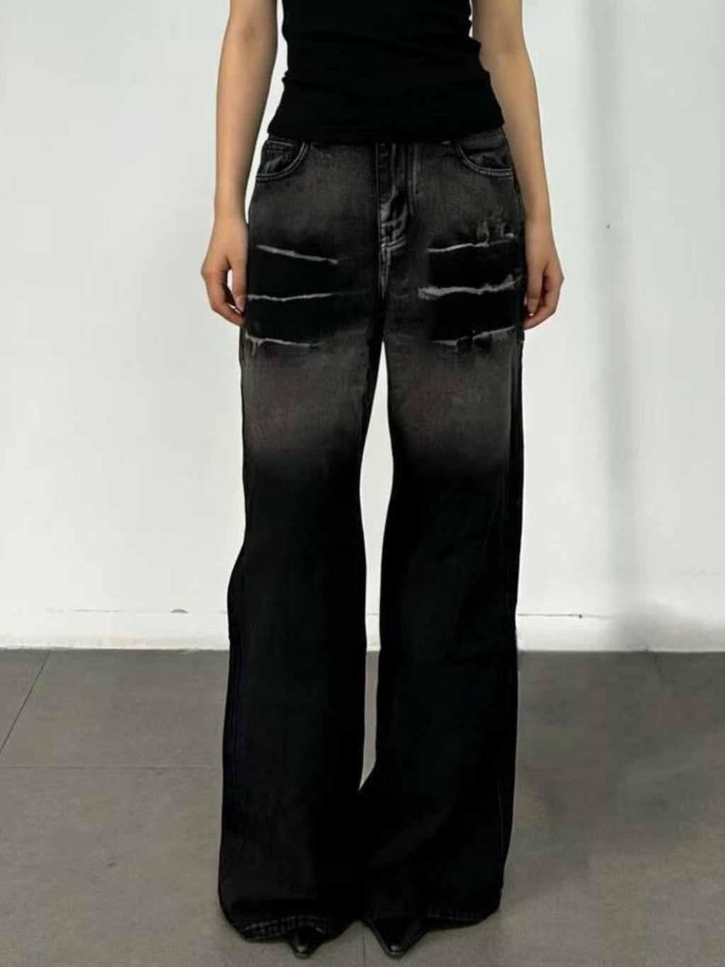 Washed Wide Leg Jeans - Lara Moda