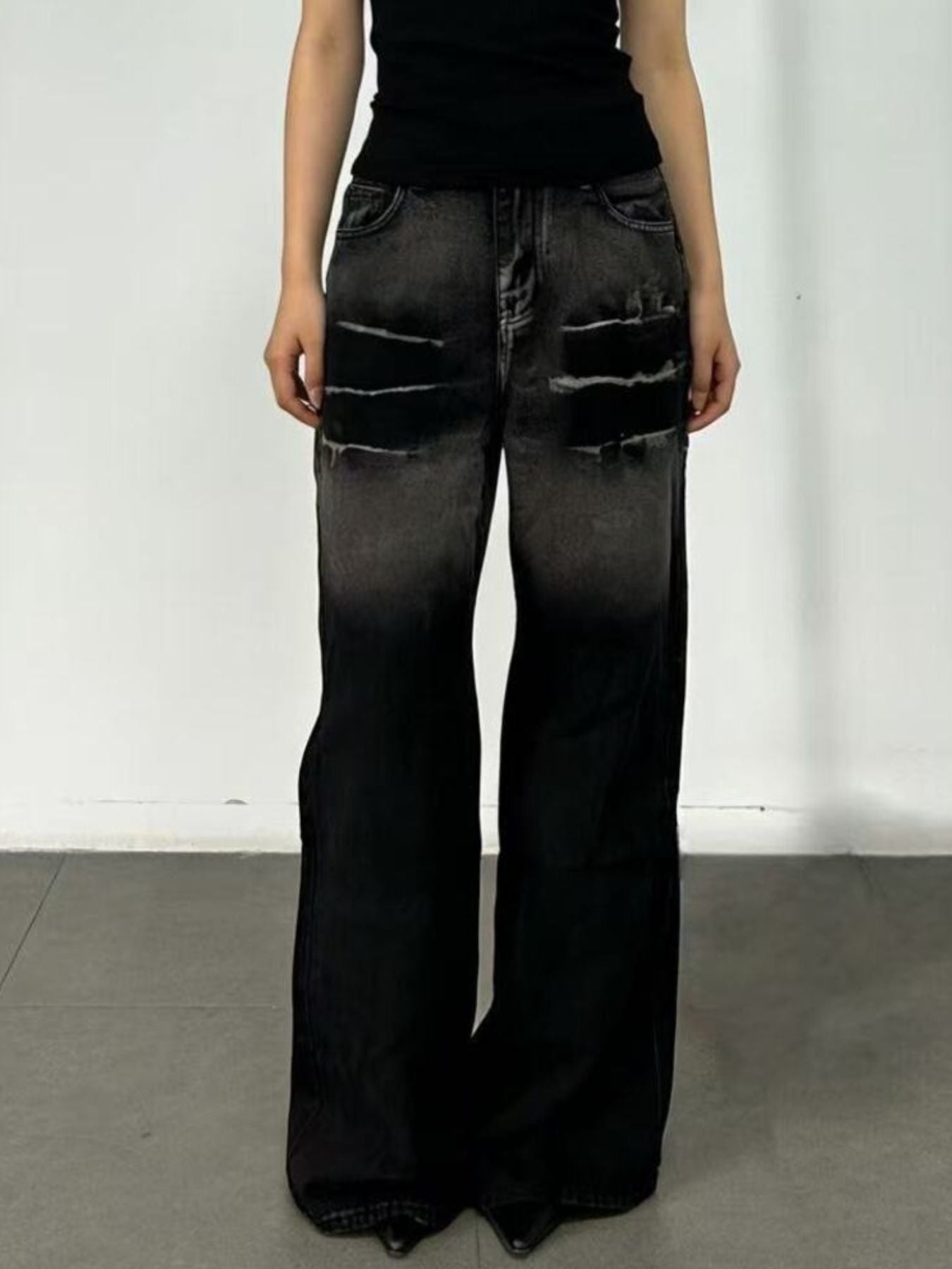 Washed Wide Leg Jeans - Lara Moda