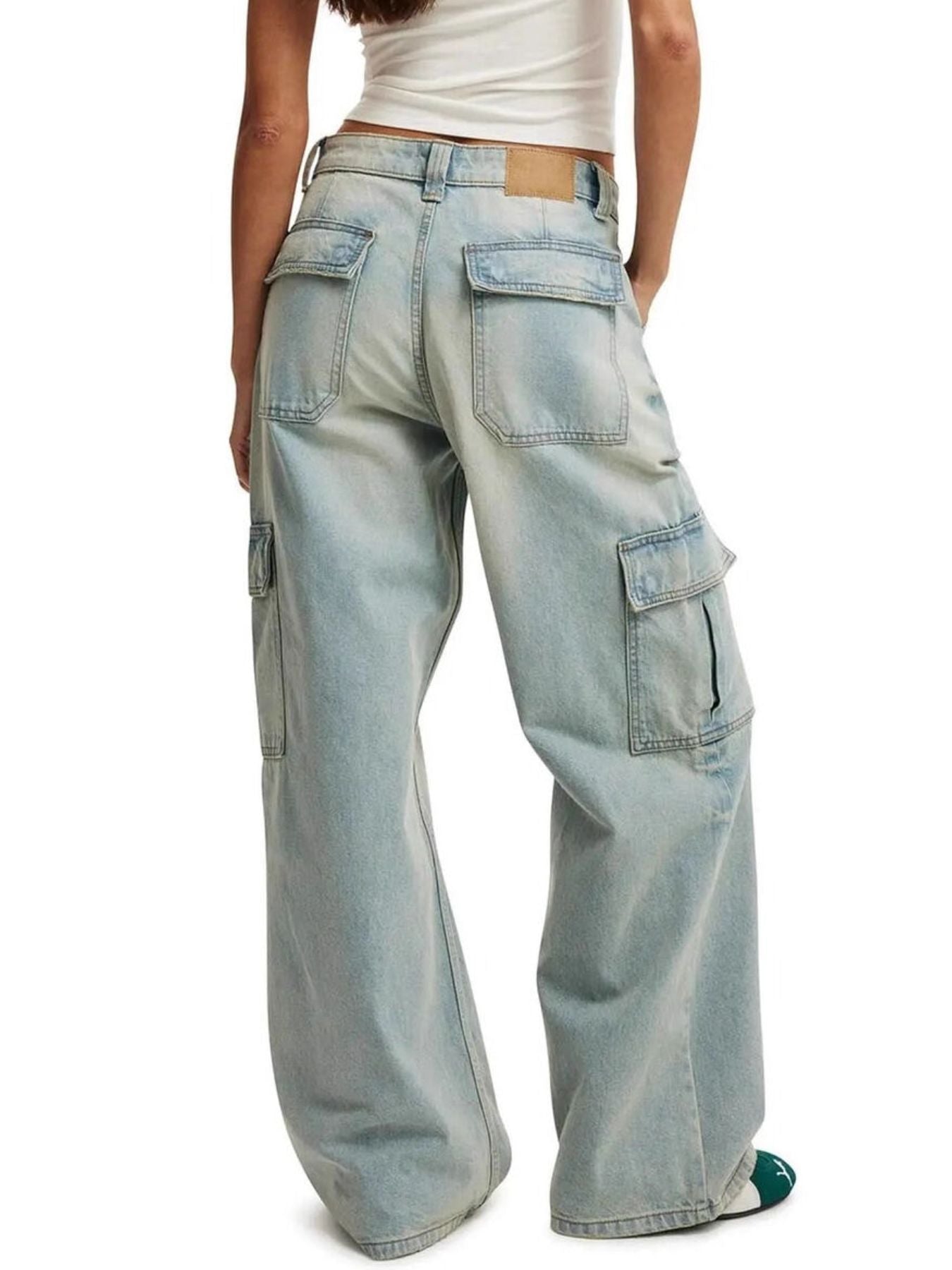 Wide Leg Cargo Jeans - Lara Moda