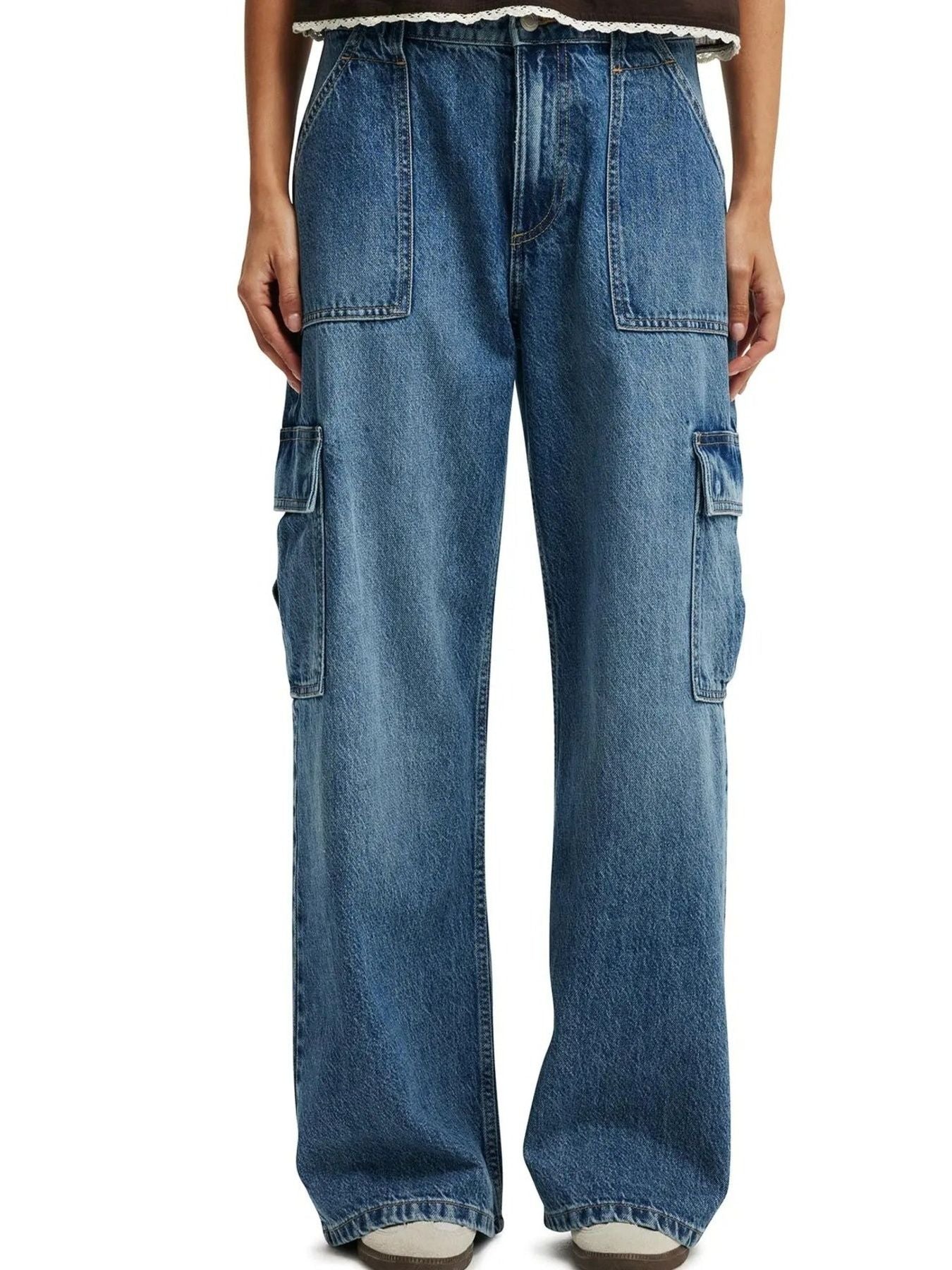 Wide Leg Cargo Jeans - Lara Moda