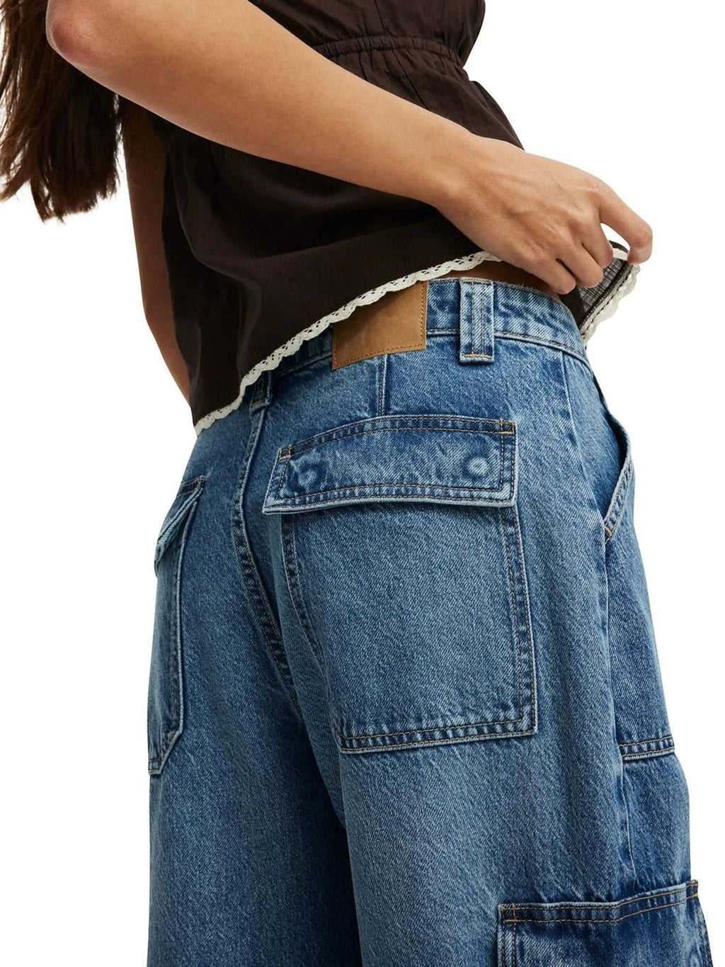 Wide Leg Cargo Jeans - Lara Moda