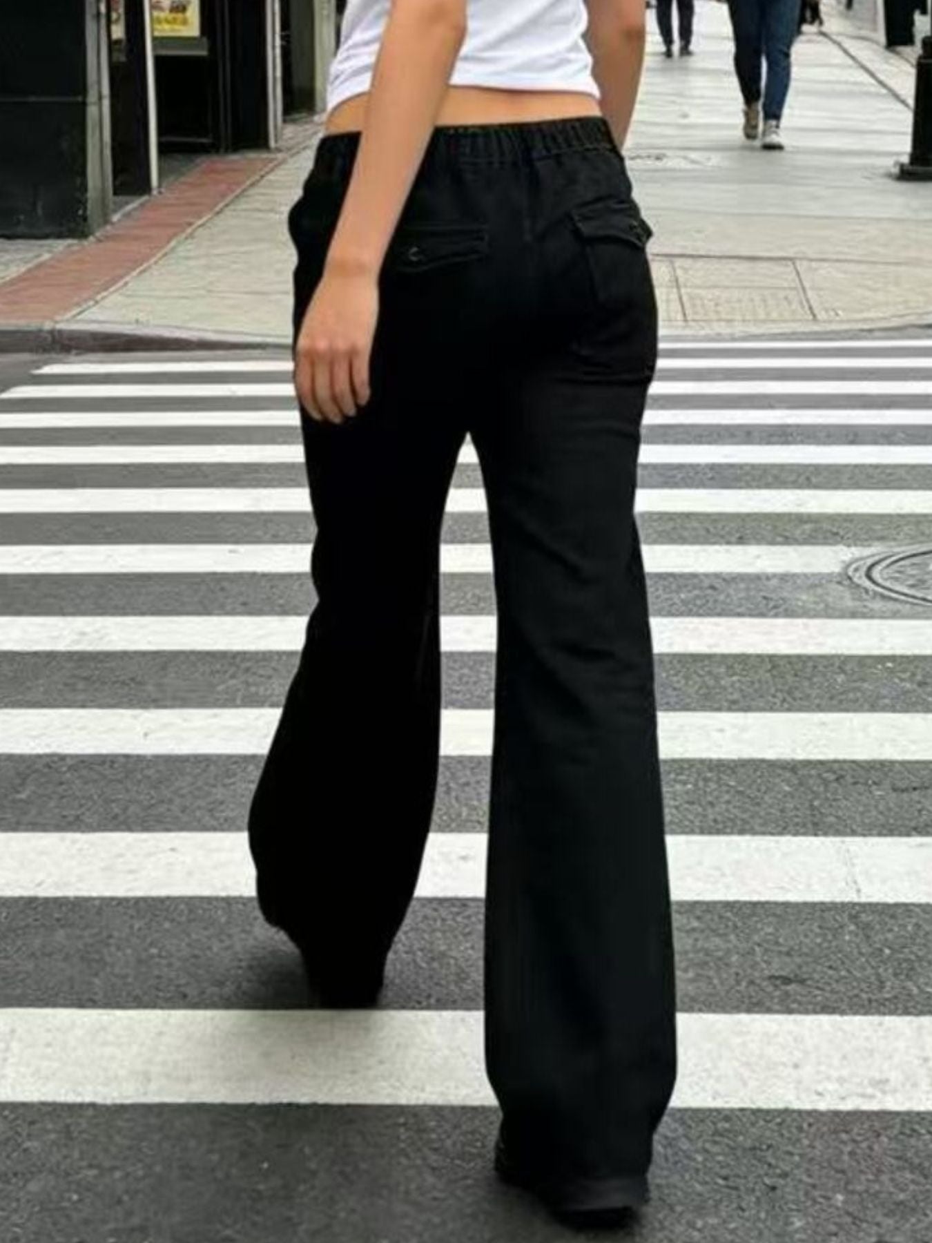 Wide Leg Contrast Stitching Jeans - Lara Moda