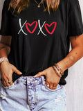 XOXO Valentines Heart Embroidered Casual Tee - Lara Moda